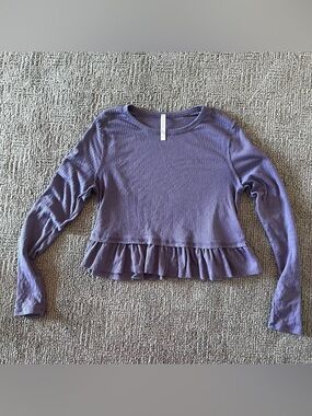 Altar'd State Lavender Purple Ruffle Hem Long Sleeve Top